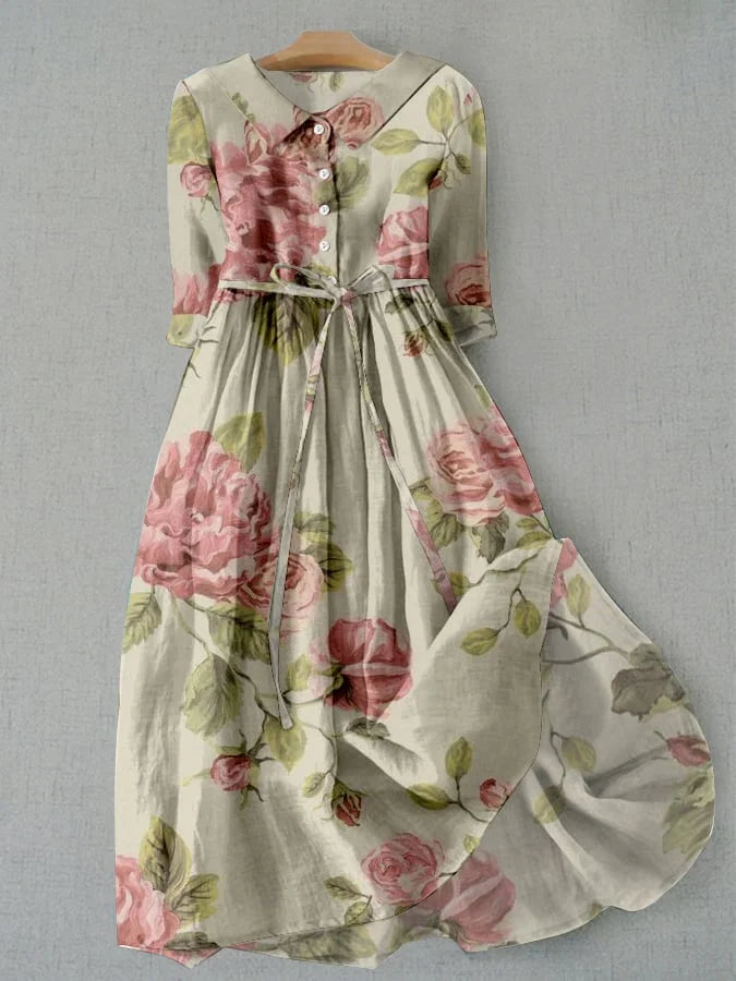 Janet - Vintage Floral Bow Dress