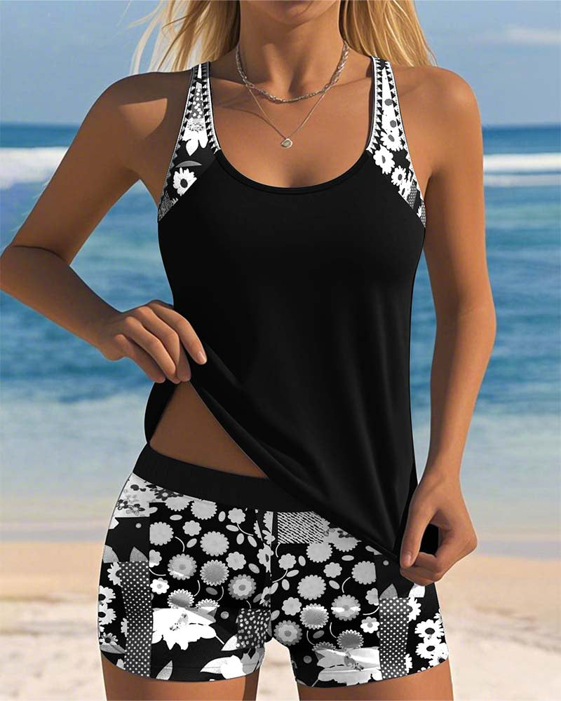 Brenda - Floral Print Two-Piece Swim Set