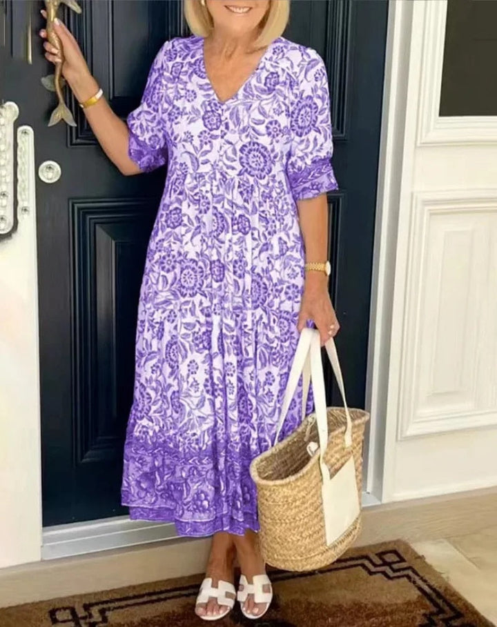 Margaret – Elegant Floral Midi Dress