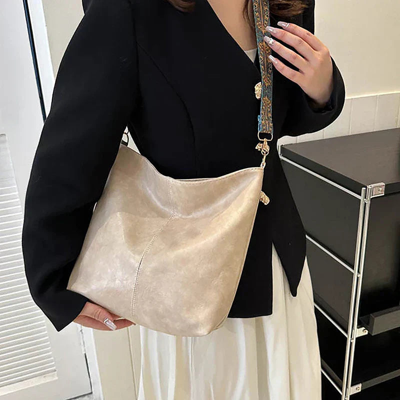 Sophia - Classic Shoulder Bag with Patterned Strap