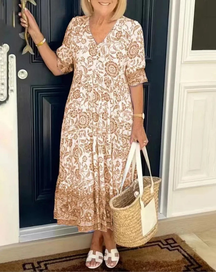 Margaret – Elegant Floral Midi Dress