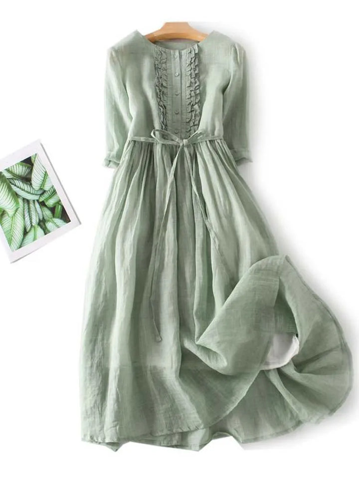 Catherine - Retro Round Neck Midi Dress