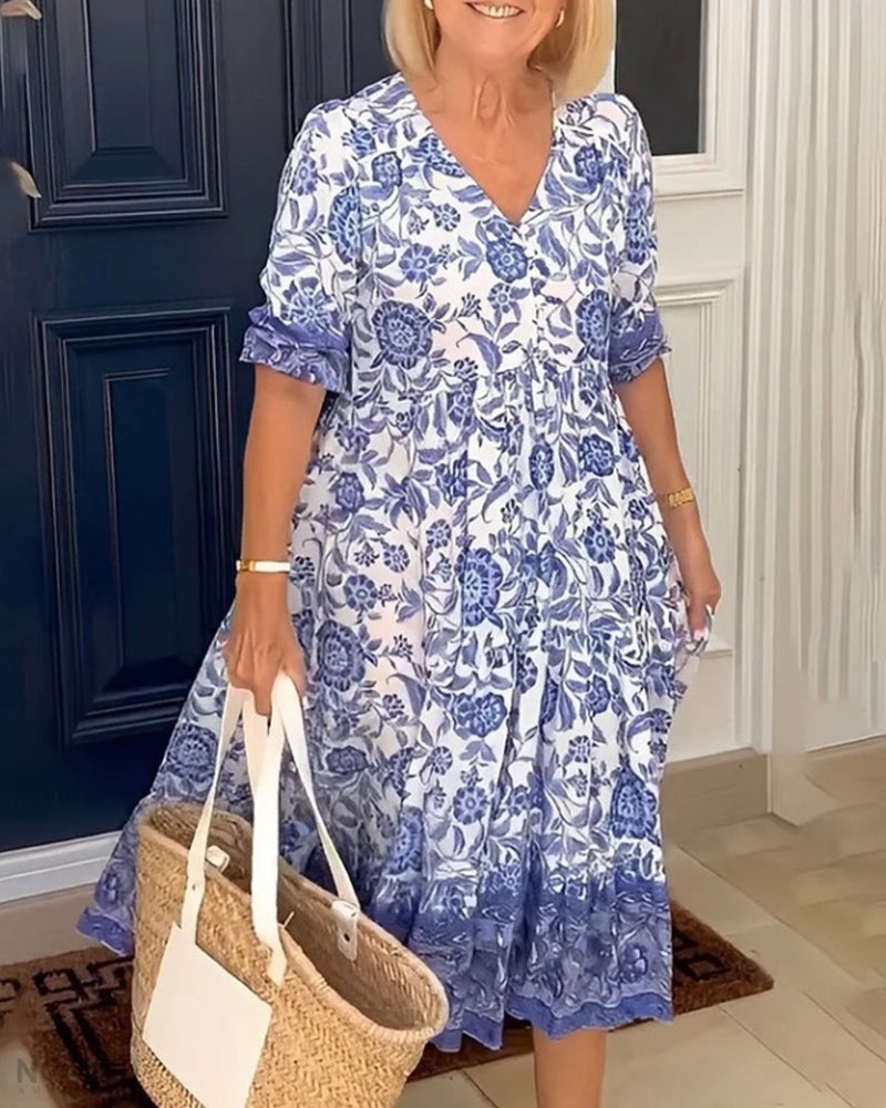 Margaret – Elegant Floral Midi Dress