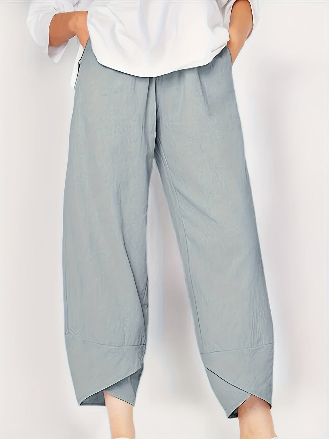 Anna - Asymmetric Hem Cropped Trousers
